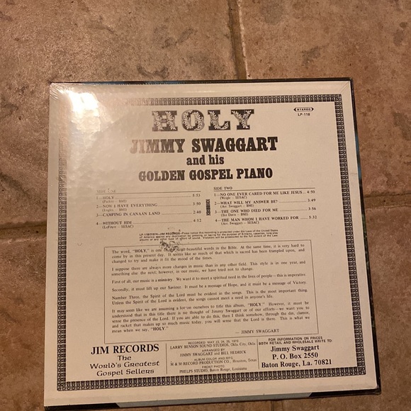 Holy Jimmy Swaggart LP 118 nwt stereo - Picture 2 of 2